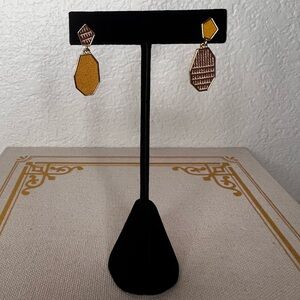 Geometric Gold and Brown Earrings